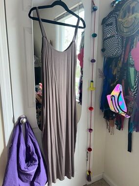 Parade Taupe Maxi Slip Dress with Spaghetti Straps